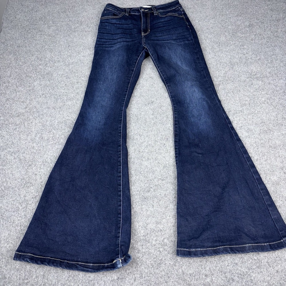 Kancan‎ Bell Bottom Jeans Women's 5/26 Flare Dark Wash Retro Blue Denim Casual
